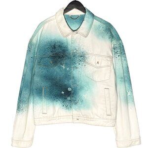 Louis Vuitton SS23 Turquoise Spray LV White Denim Jacket